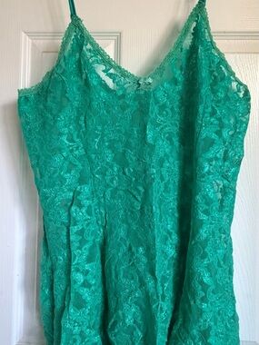 Lace Chemise Slip in Teal Green - Women Intimates